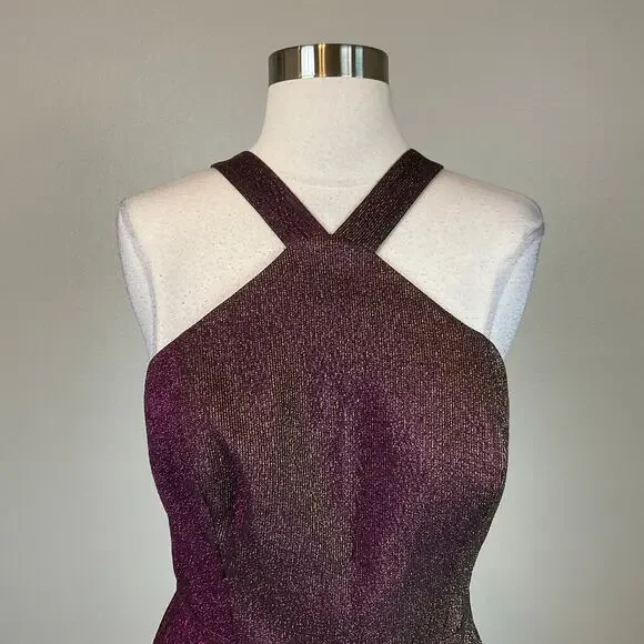 Aidan Mattox Sleeveless Cut Out Column Evening Gown Purple Size 6 Formal Dress - Picture 7 of 12